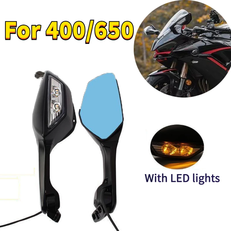 

Kawasaki Ninja400/650Universal Motorcycle Rearview Mirror with Turn Signal Light and Reverse Light for Big Bull Retro