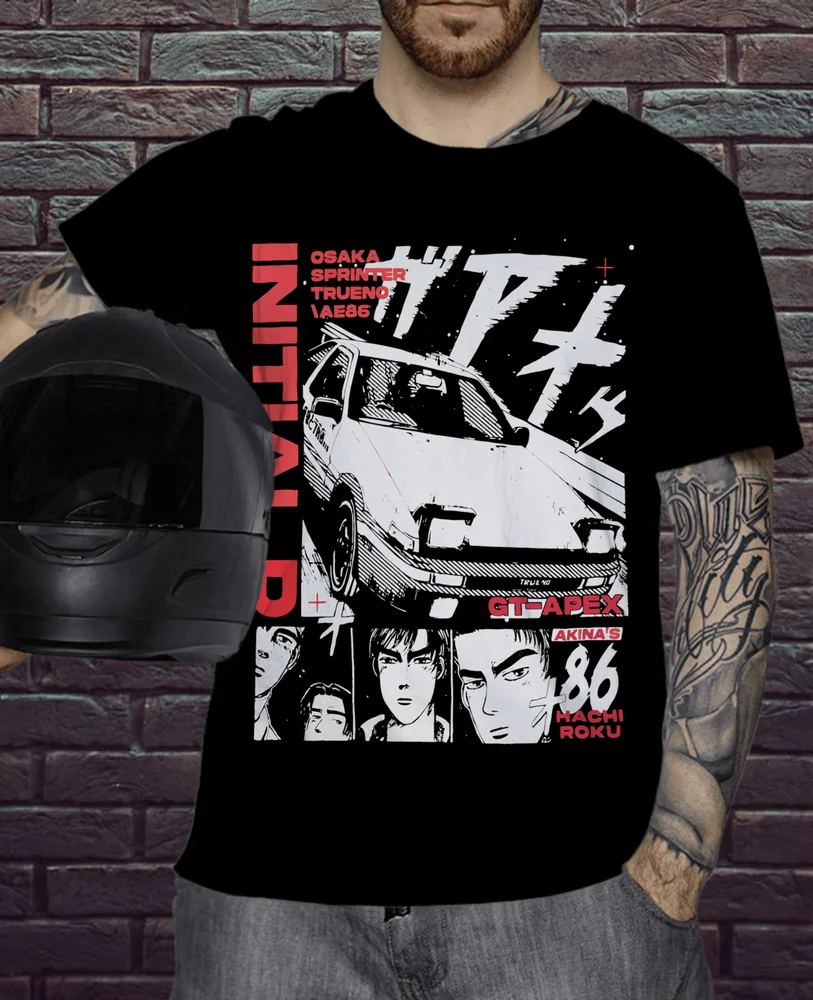 Initial D Itsuki Fujiwara T-Shirt Anime Manga Movie Unisex Black Shirt All Size