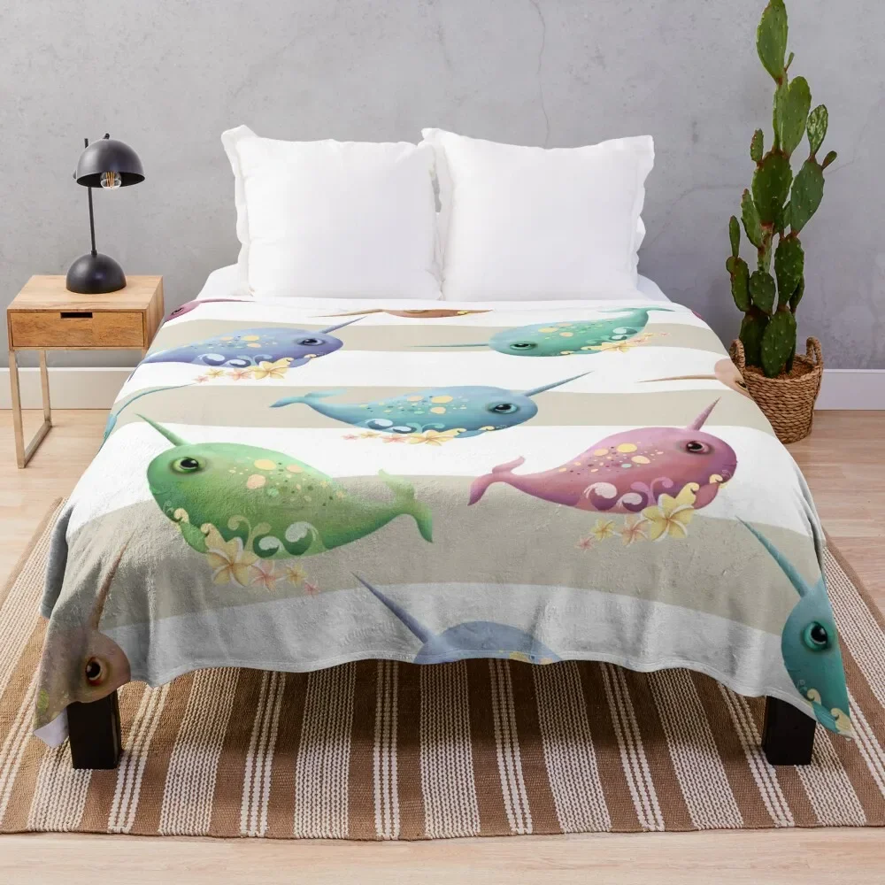 

A Pod of Narwhals Throw Blanket Decorative Throw cosplay anime Flannel Blankets