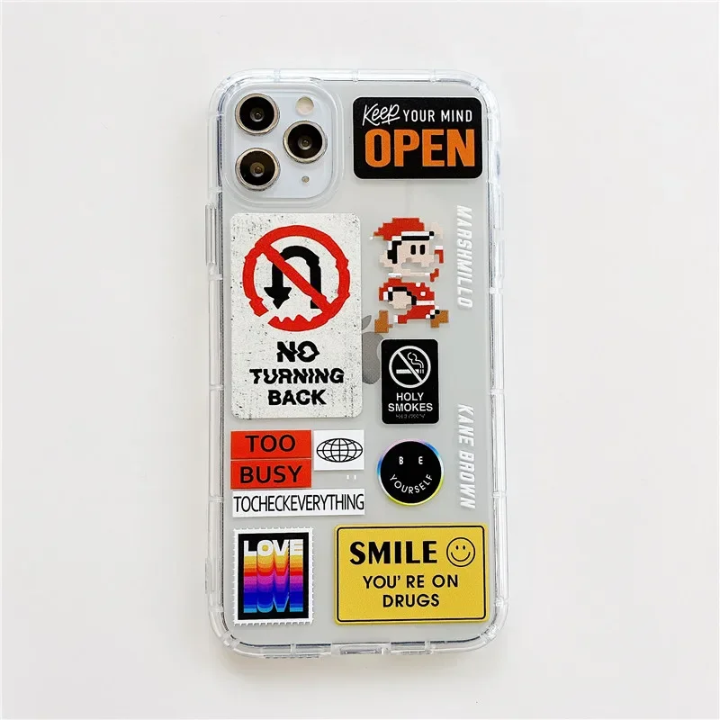 Funny Pattern Stamp Label Barcode Clear Case for IPhone 15 14 13 12 11 Pro XS MAX XR 7 SE2 8 Plus Luxury Soft Phone Cover Fundas images - 6