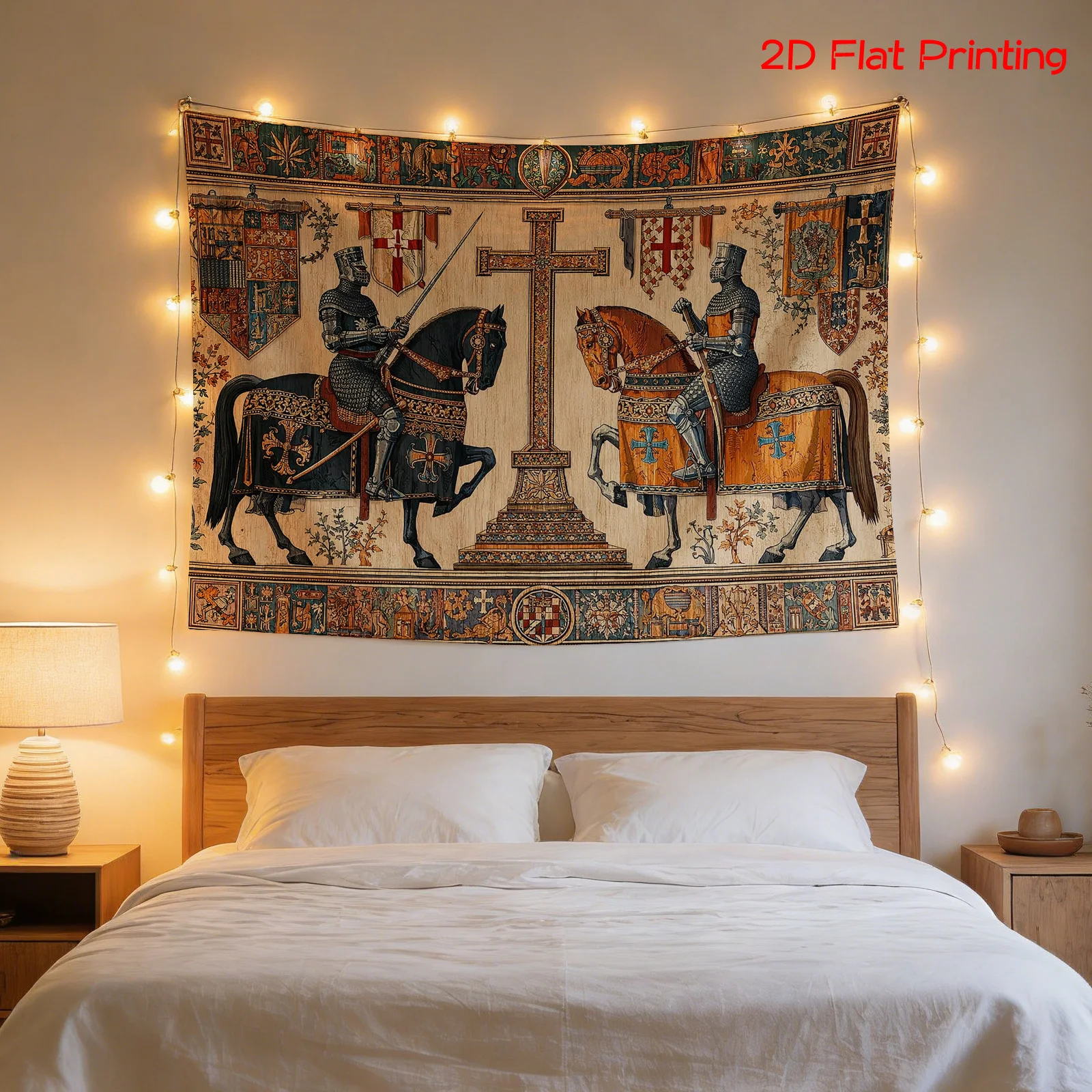 Large Medieval Knight Tapestry Wall Hanging Renaissance Historical Art Decor Textile for Manor Hall Luxury Home Gift