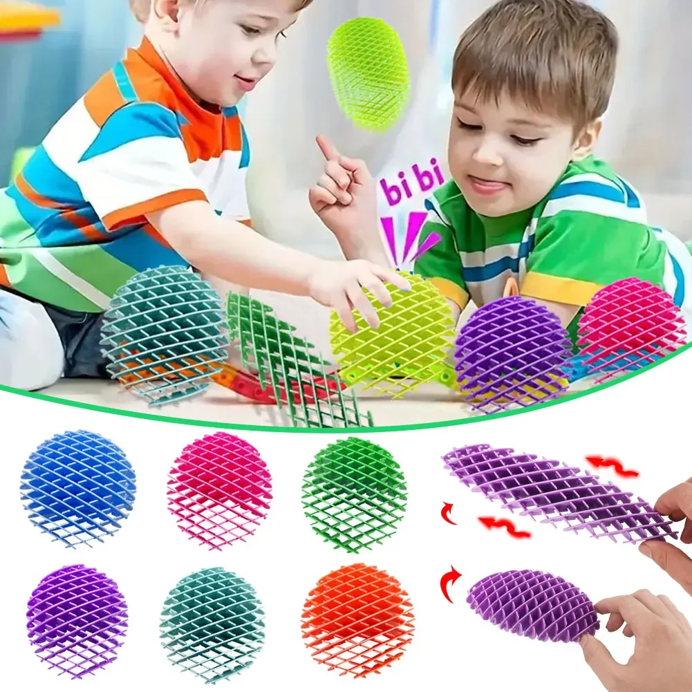 Fidget Worm Elastic Mesh Worm Unpacking Morphing Fidget Toy Six Sided Pressing Stress Relief Squishy Worms Stress Relief Toys