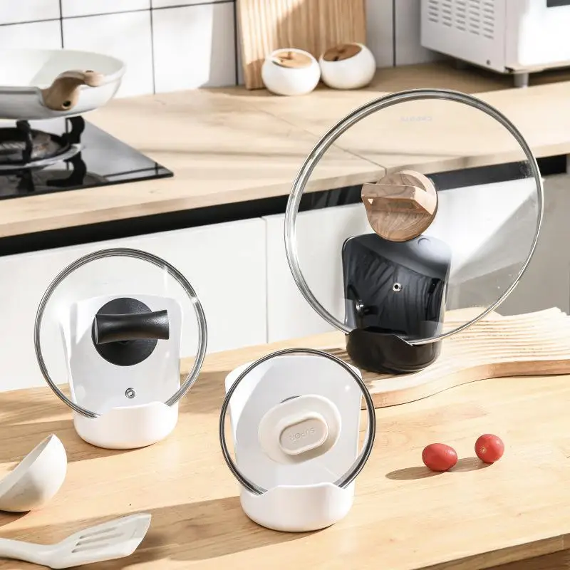 Cremefarbener, rutschfester Keramik-Spatelhalter, hitzebeständig, minimalistisches Topfdeckel-Aufbewahrungsregal, Wasserschale, Suppenlöffelhalter für den Schreibtisch – Detail 11