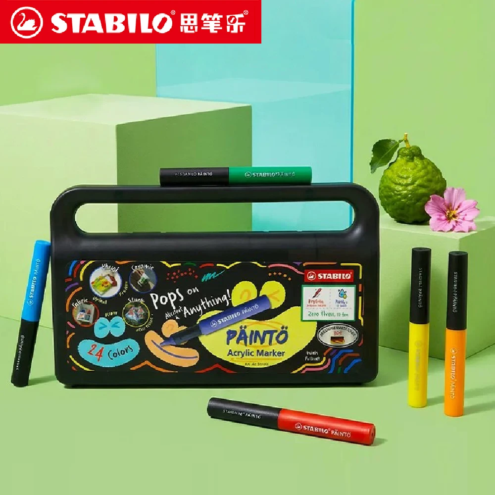 24/48pcs STABILO Acrylic Mini Markers Soft Tip Water‑proof Paint Pen Kids Students Drawing Graffiti Art Stationery for School