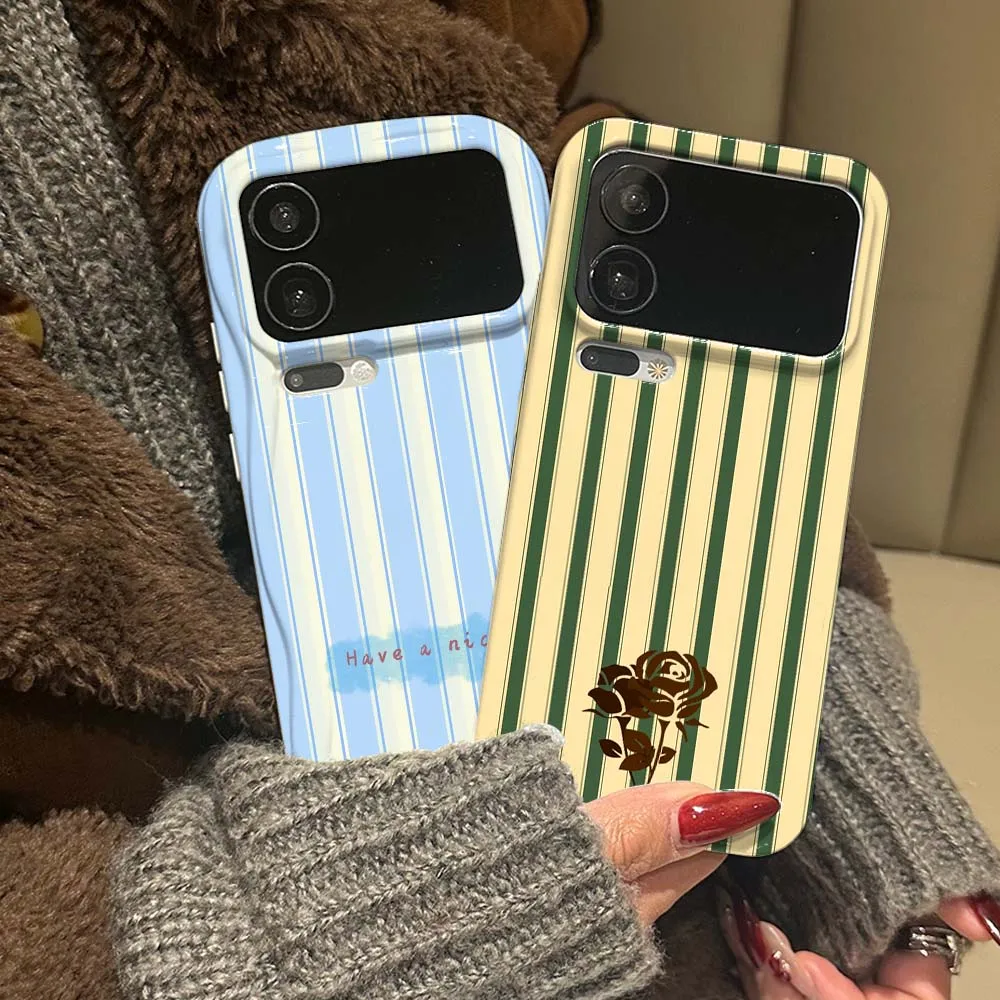 

Fashion striped pattern For For Xiaomi 17 15 14 14T 13 12T 11 11i 11X Pro Max Lite NE 5G Feilin Wave Oil Shell Cover