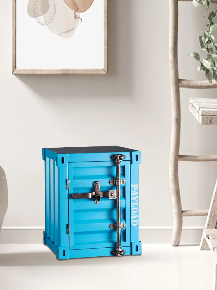 Industrial Style Container Storage Cabinet Iron Cabinet Retro Storage Cabinet Bedside Table Metal Storage Cabinet Wrought Iron S