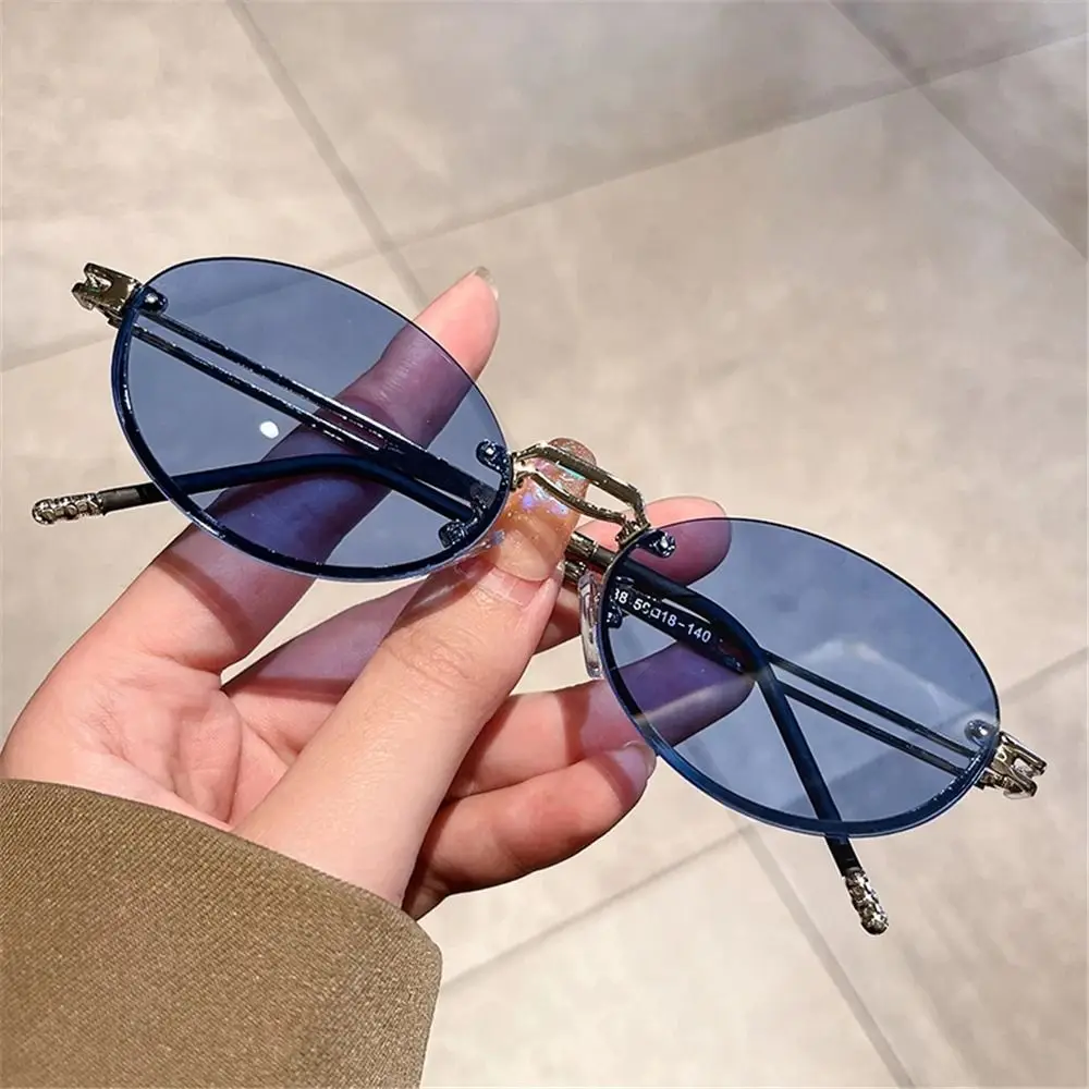 

Trendy Rimless Punk Sunglasses Gradient Lens UV400 Protection Frameless Shades Metal Gradient Glasses for Women & Men
