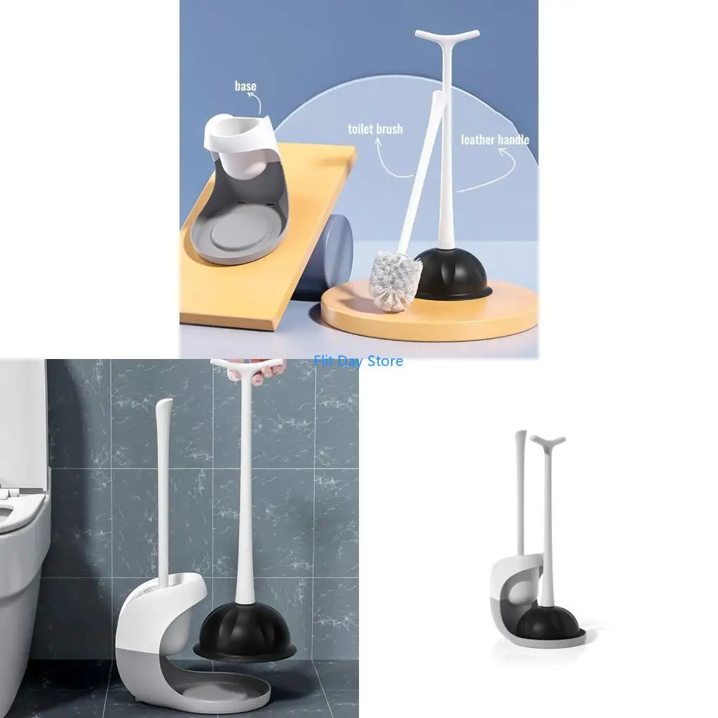 

F92C Home Toilet Bowl Brush Cleaner and Plunger Combo Set with Caddy Toilet Cleaning Tool for Bathroom Storage Organization