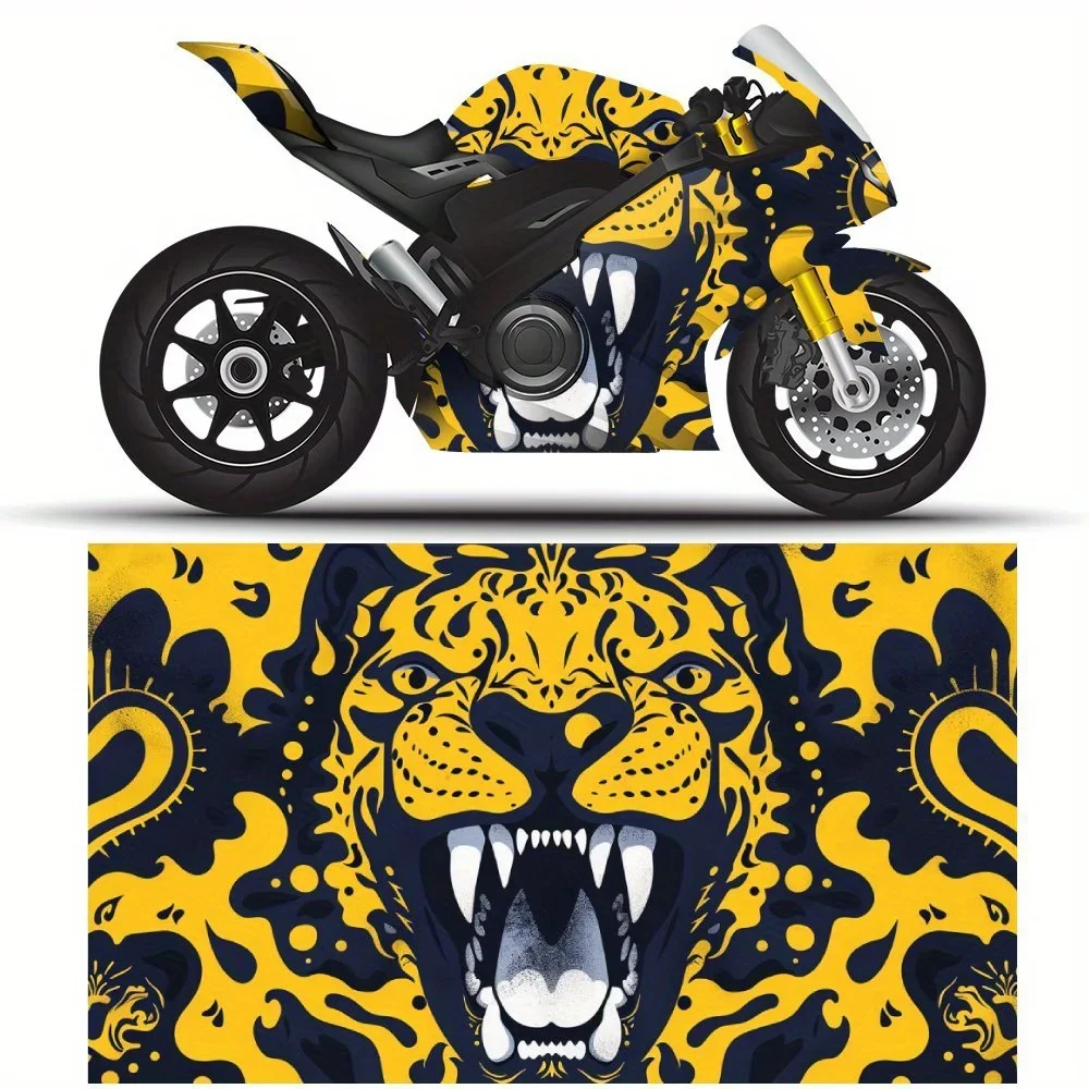Rebellious, Wild, and Powerful Angry Beasts PVC Motorcycle Vinyl Wrap, Self-Adhesive Waterproof Sticker, Anti-Scratch Decorative