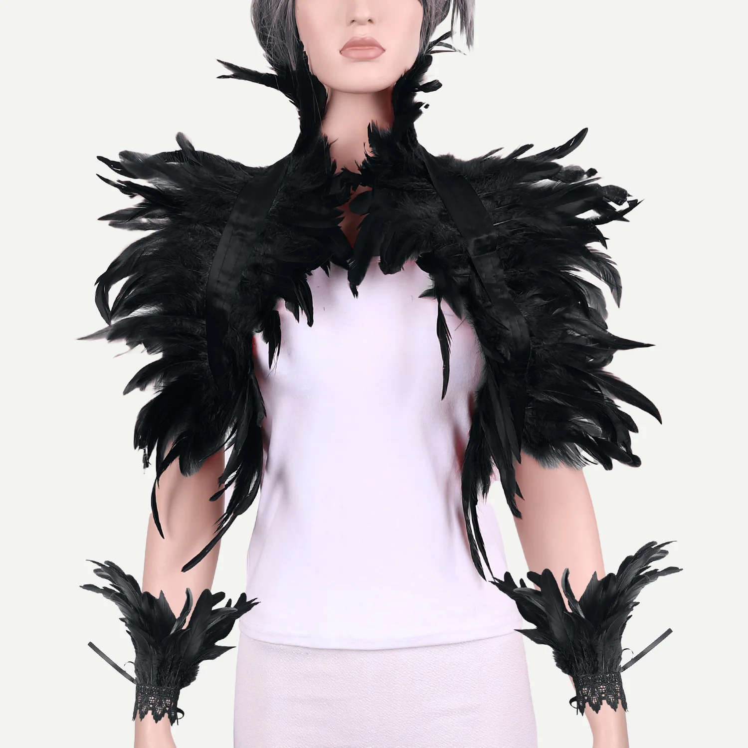 

Halloween Feather Shawl Band Set Feather Shawl Punk Feather Party Festive Dress