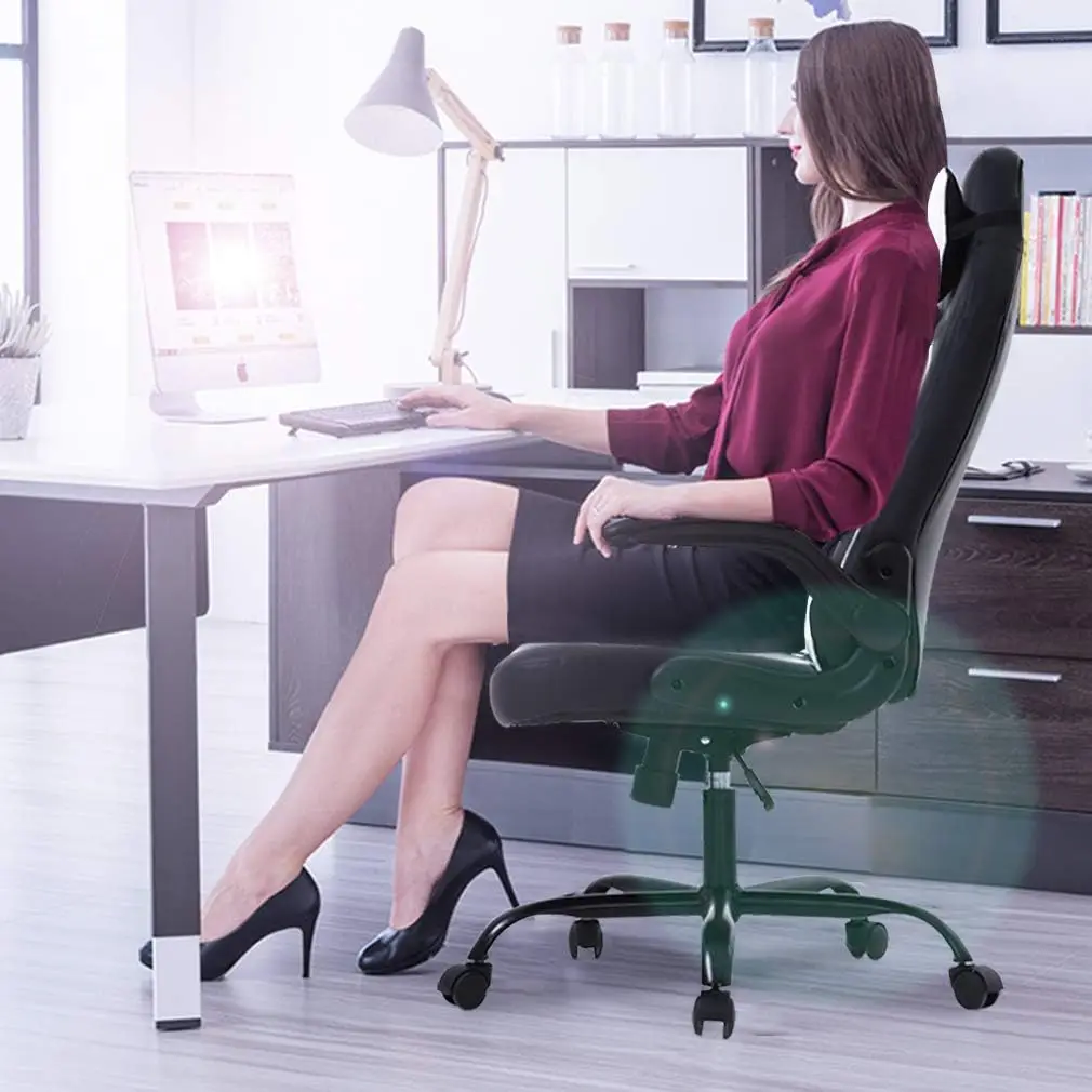 PC Gaming Chair Massage Office Ergonomic Desk  Racing Executive PU Leather Computer  with Lumbar Support Headrest Armrest Task