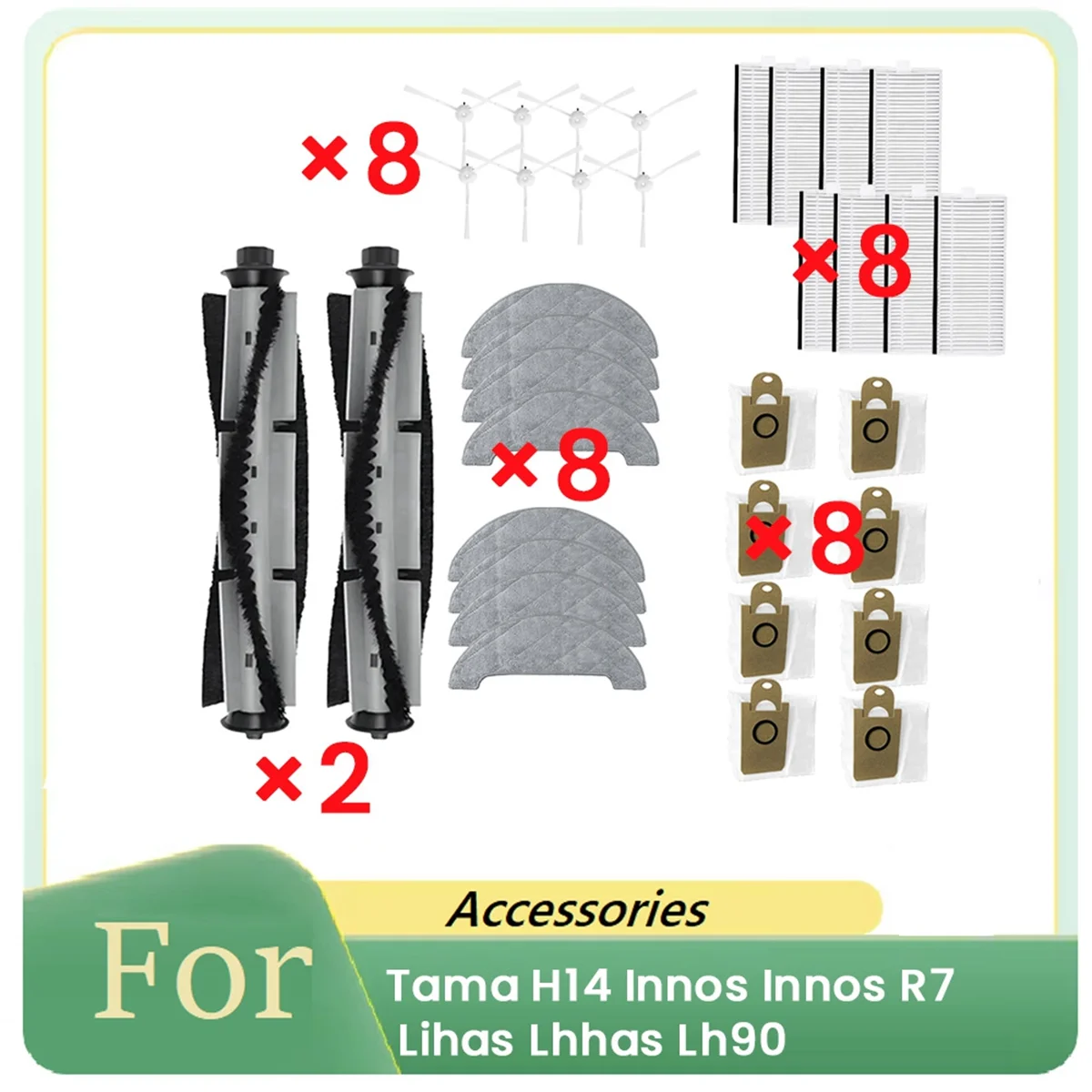 34 Pcs for Tama H14,/Innos Innos R7/ Lihas Lhhas Lh90  ing Robot Accessories Cleaner Parts Replacement