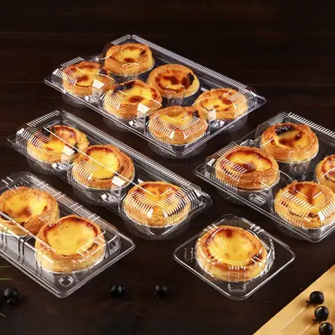 100pcs Transparent Clear Egg Tart Box Disposable Thickened Portuguese Egg Tart Paaging Box Plastic No Need To Fold