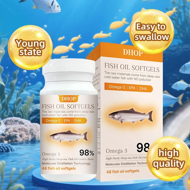 Omega 3 Softgels Fish Oil EPA DHA 98% High Purity Deep Sea Molecular Distillation 48 Capsules Daily Nutrition Supplement