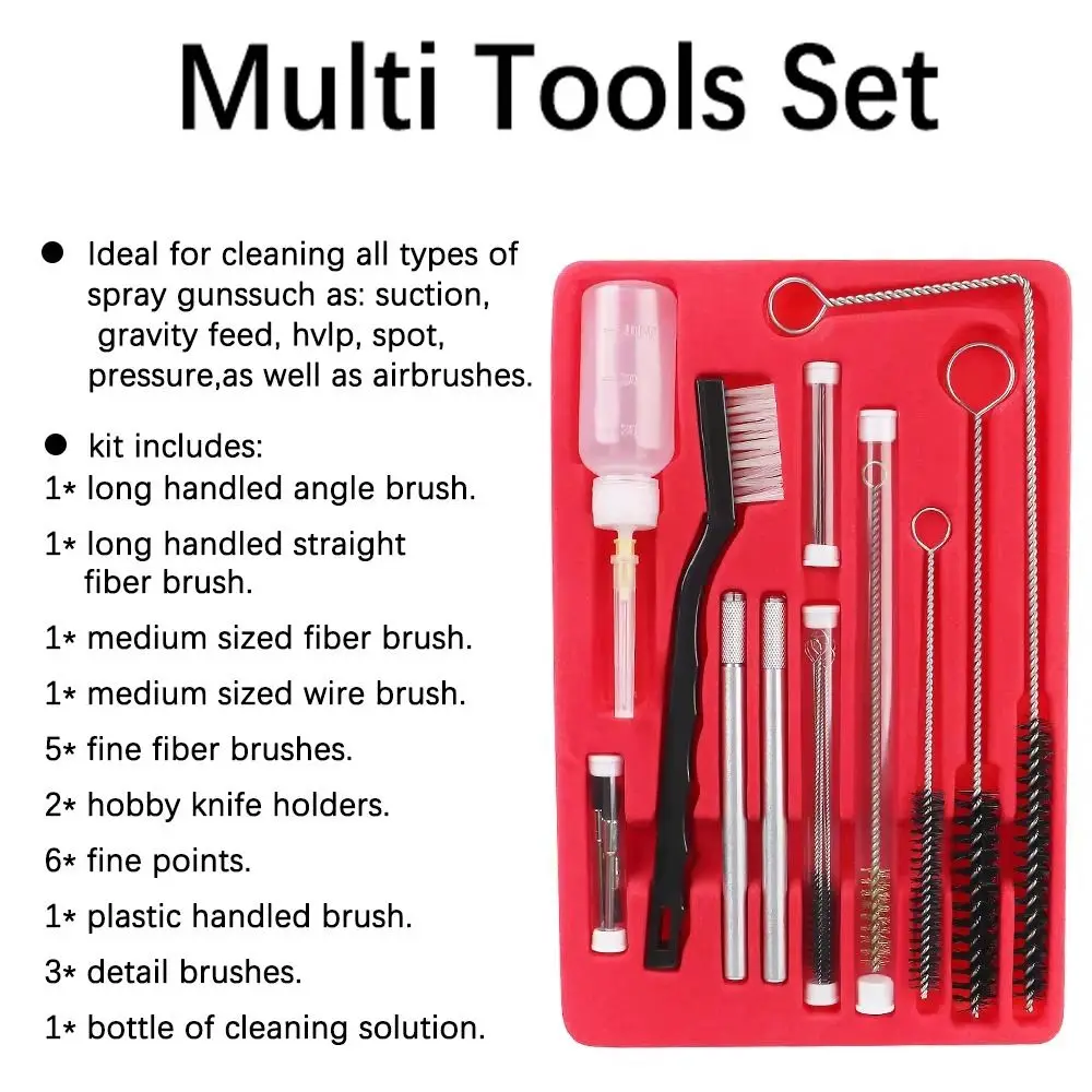 17/23Pcs Airbrush Spray Nozzle Cleaning Brush Set Storage Case Airbrush Repair Pneumatic Paint Sprayer Clean Kit Durable