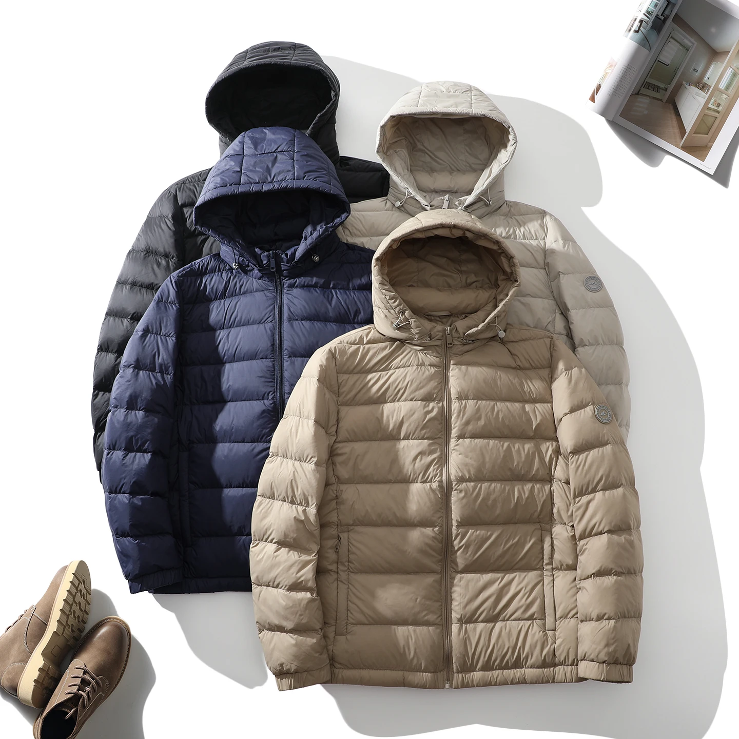 

Warm Lightweight Du down Jaet Men's Faionable Versatile Convenient Detachable Hooded Winter Coat Windproof Casual Sle