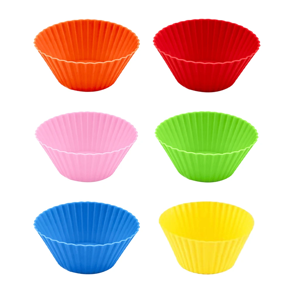 12 pezzi cuocere cupcake stampo riutilizzabile tazza da forno in silicone dessert budino ramekin supporti tazze da forno rotonde stampo per cupcake resistente