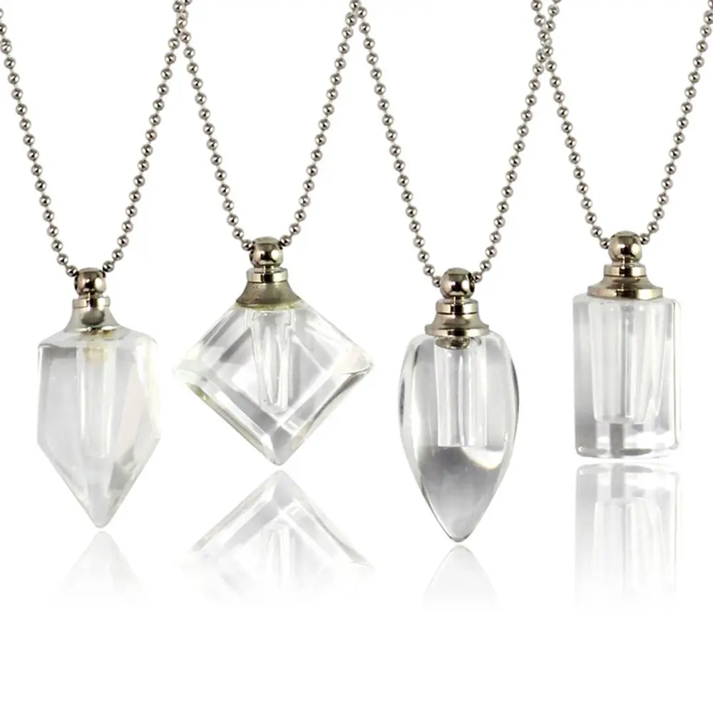 DIY Jewellery Ash Locket Steel Chain Wishing Bottle Pendant Perfume Jar Pendant Crystal Vial  Lucky Charm