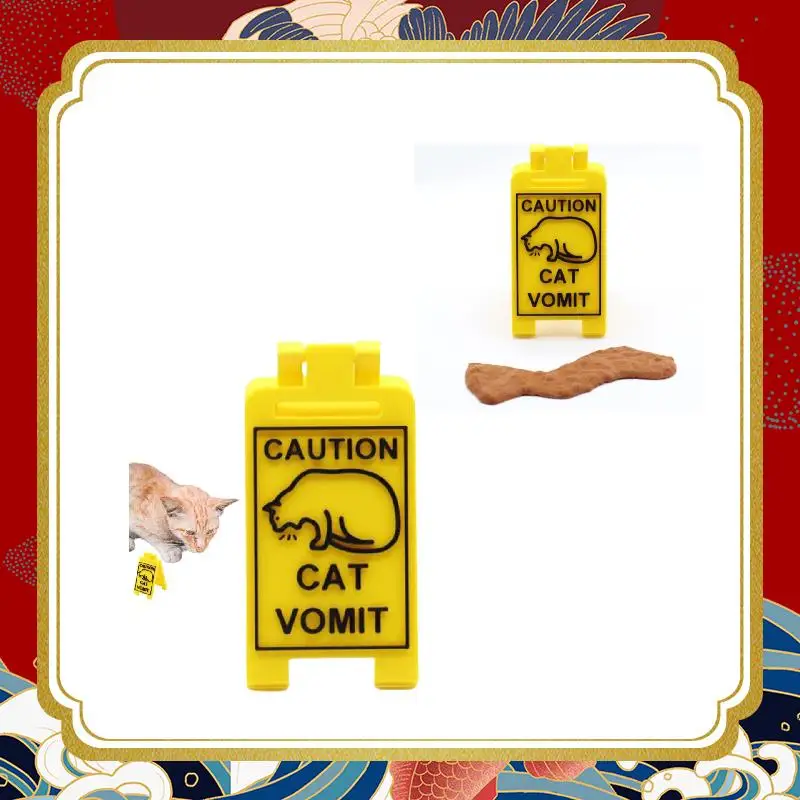 Small Cat Vomit Sign Garden Yard Warning Sign Pedestrians In Area Floor Sign Ornament Caution Sign Funny Gifts for Cat Lovers