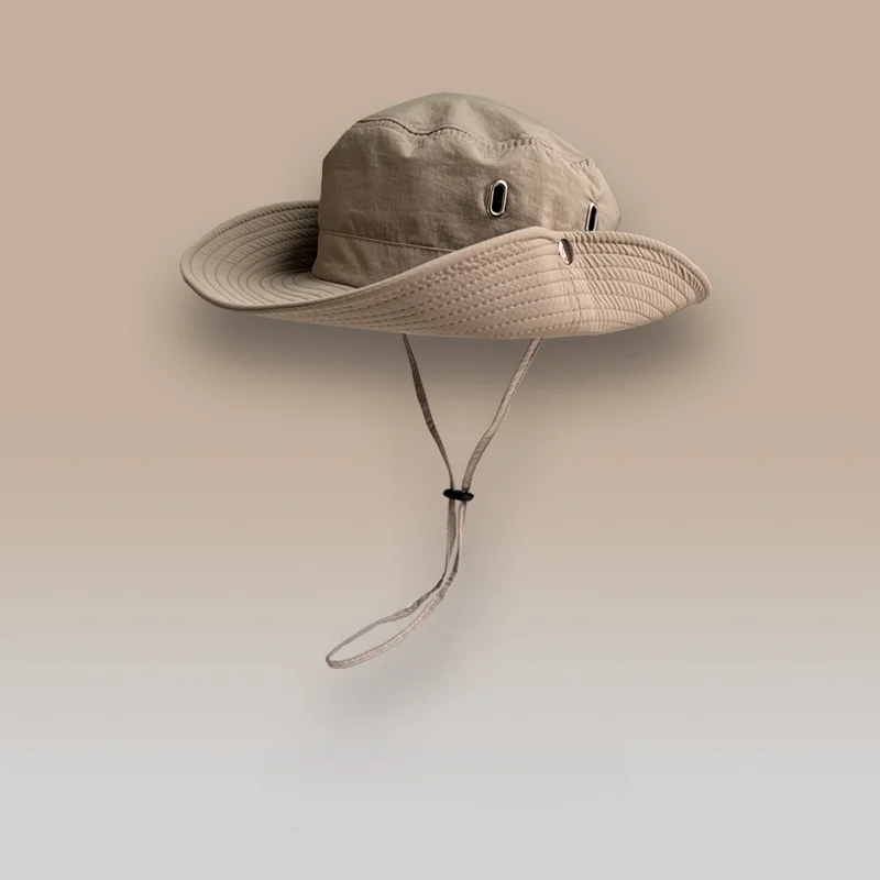 

Men's Women Boonie Sun Hat Wide Brim Adjustable Breathable Cotton Safari Hat with Strap UV Protection Outdoor Caps