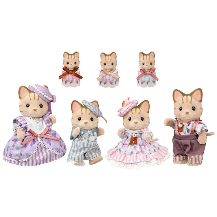 

Оригинальный Sylvanian Families, полосатый кот, семейная серия, новый набор, кавайные аниме-фигурки, игрушечный домик для девочек, декор, индивидуальный подарок для ребенка