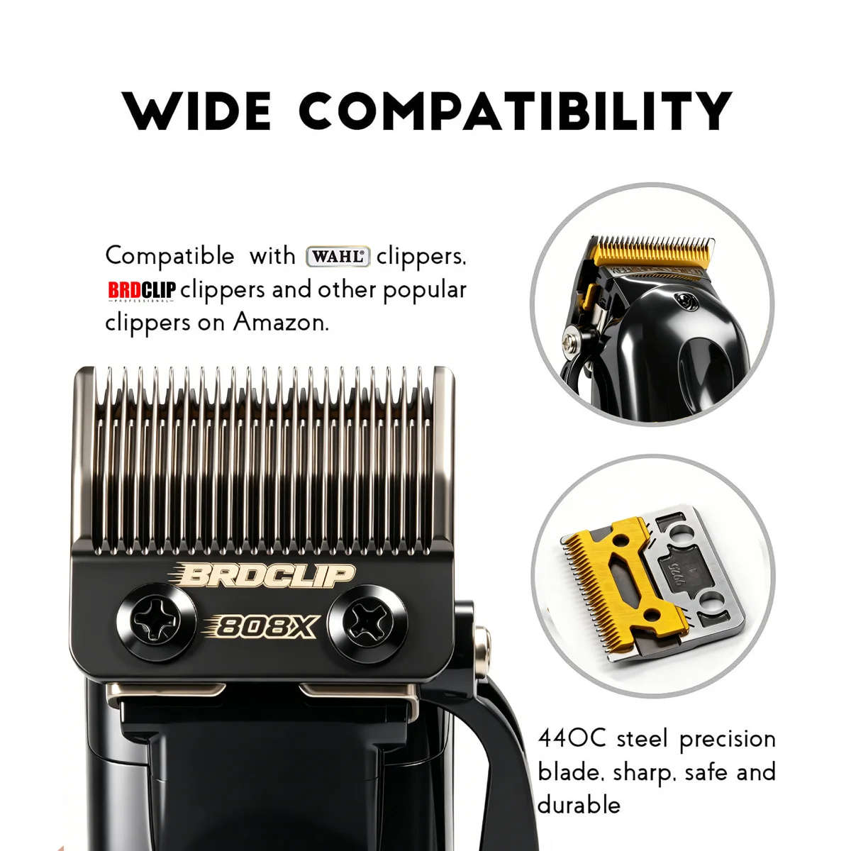 BRDCLIP Professionelle Standard-Haarschneidemaschinenklinge BRD-808X Keramik-Silent-Klinge für die Modelle: 8148, BRD-106, 108, FA1C, M10, R77F – Detail 5