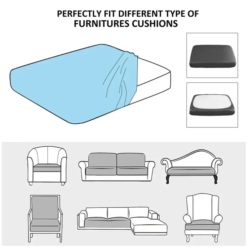 Stretch Couch Cushion Covers Sofa Cushion Slipcovers Jacquard Fabric Individual Seat Couch Slipcover Sets for Pets with Elastic