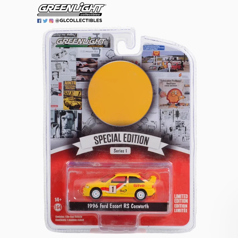 GreenLight Diecast 1:64 Scale 1996 Escort RS Cosworth Alloy Car Model Classic Collection Display Toys