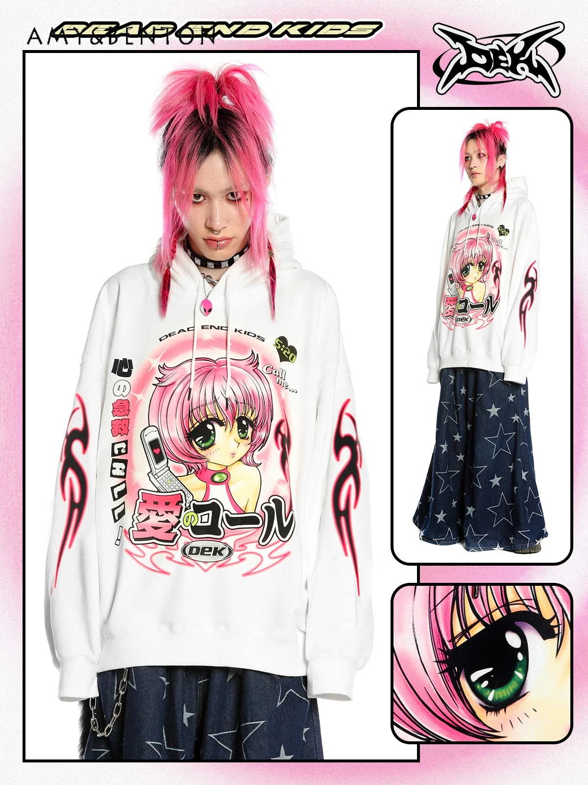 

Original Y2K Two-Dimensional Hot Girl Subculture Hoodies Women Spring and Autumn American Retro Loose Slim Goth Anime Hoodie