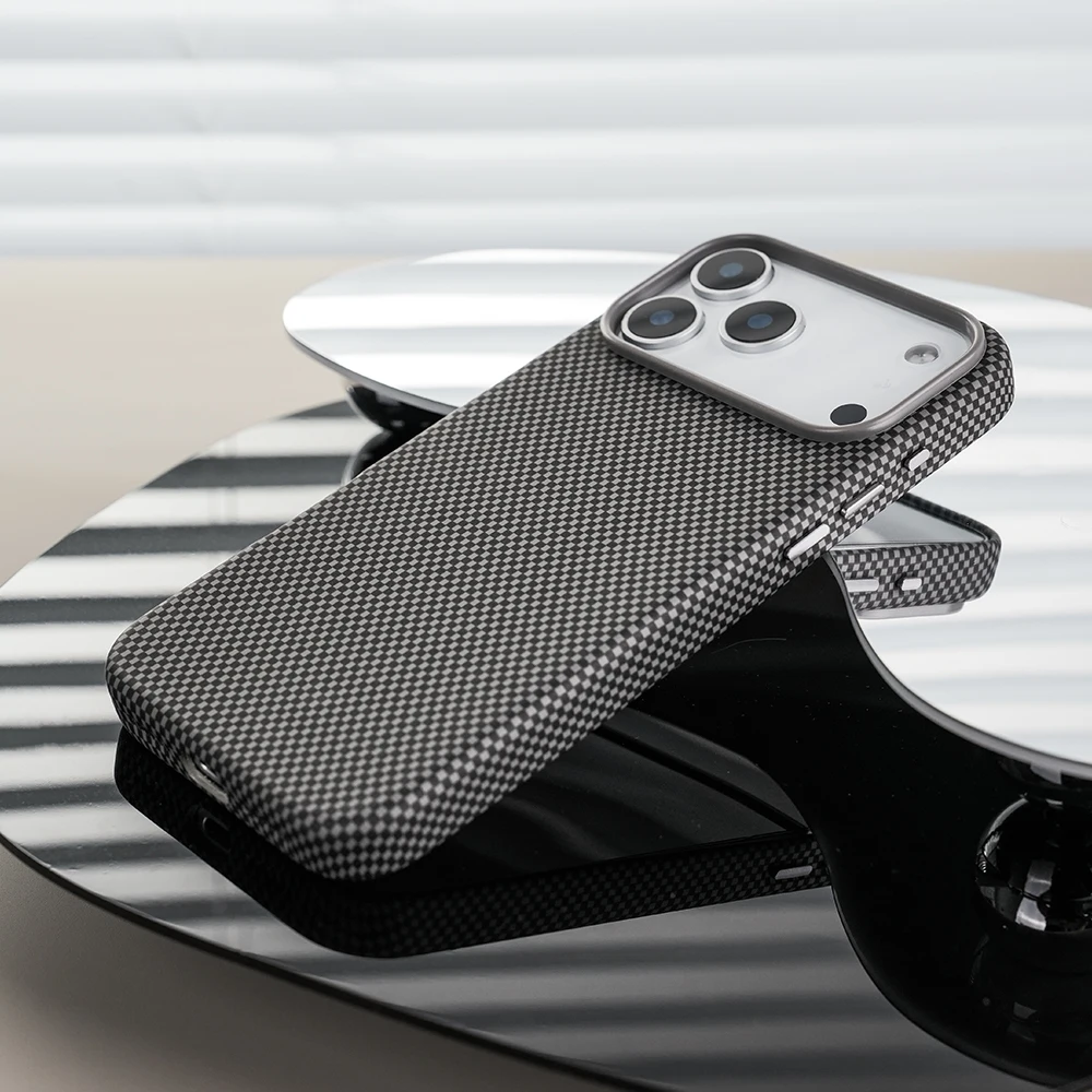 High Quality Carbon Fiber Texture Leather Checkered Magnetic Phone Case For IPhone 17 Pro Max 16 15 14 For Magsafe Protect Cover view 6