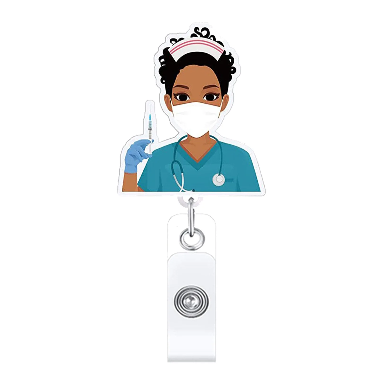 Girl Doctor Nurse Working Permit Clip 360° Rotation Retractable Badge Reel ID Tag Holder Clips Businese Pass Card Accessories