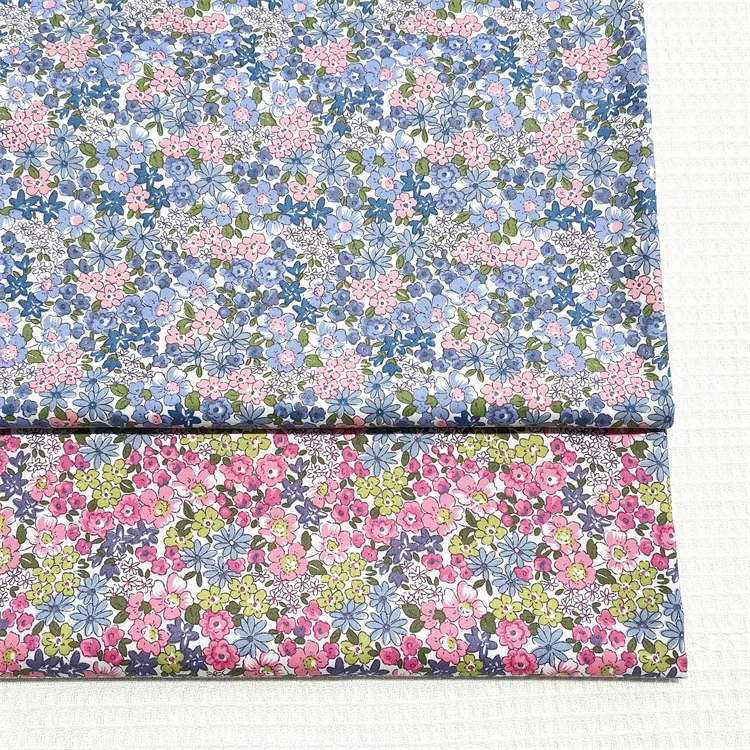 Floral Cotton Fabric for Making Bedding Bag, Handmade Shell Lining Cloth, Small Floral, Yellow, White, 160x50cm