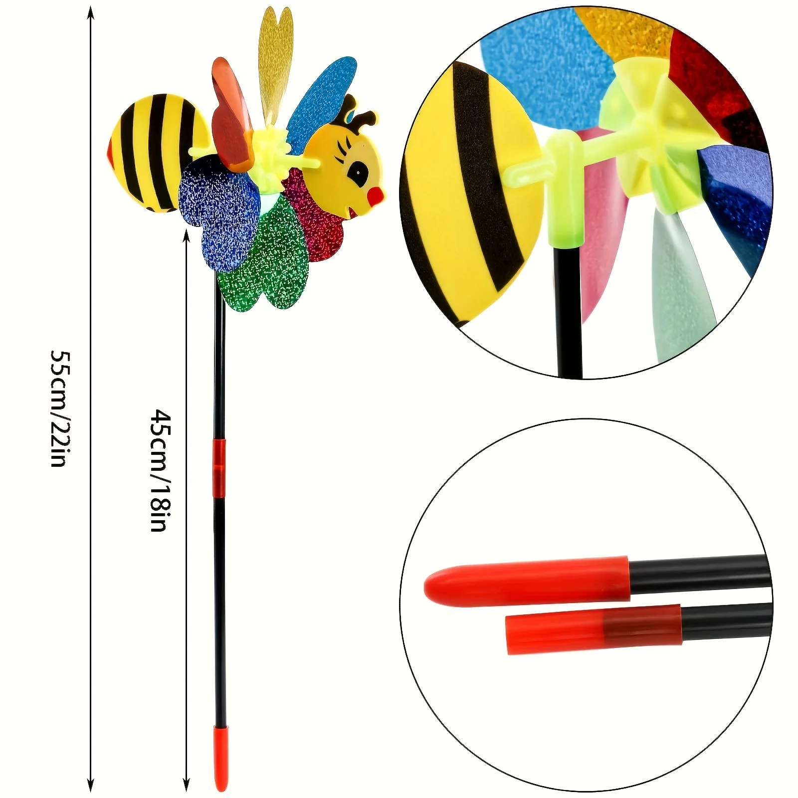 1pc/2pcs-Cartoon 3D Sequins Colorful Windmill Insect Bee Windmill Home Courtyard Decoration