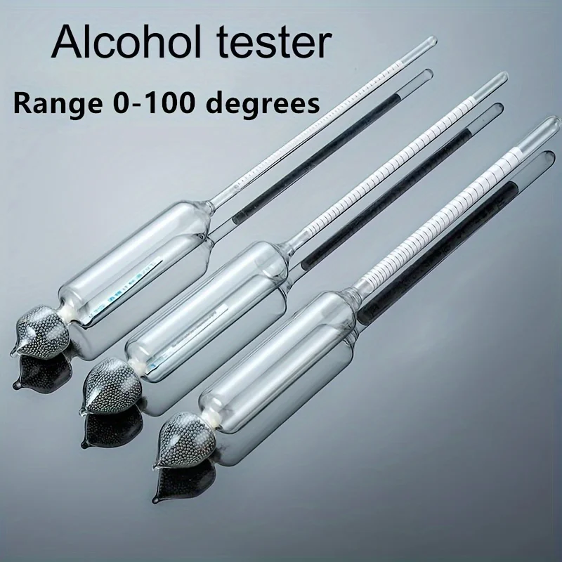 مجموعة عداد الكحوليات المائي مكونة من 3 قطع، أداة اختبار الجاذبية ذات الأرواح المقطرة عالية الدقة 0-100% مع علبة ومخطط تحويل