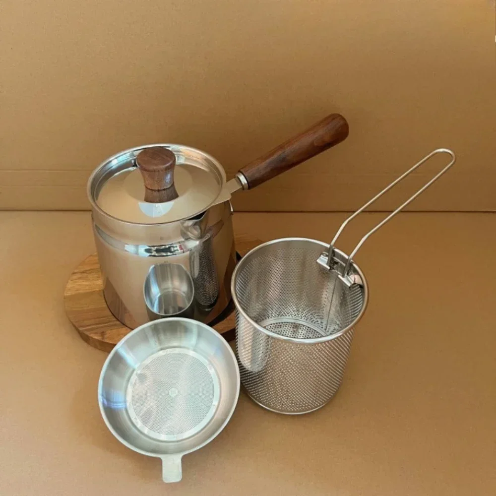 304 stainless steel fryer for household use, small size, raised and deepened