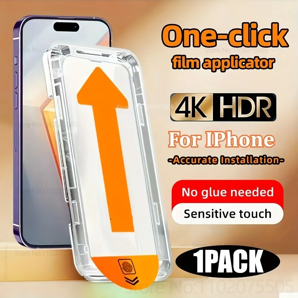 

1PACK High Definition One-click Tempered Glass for IPhone 11Pro XR XS 12Mini 13 Pro Max Dust-Free Protector 14Plus 15/16 Pro Max