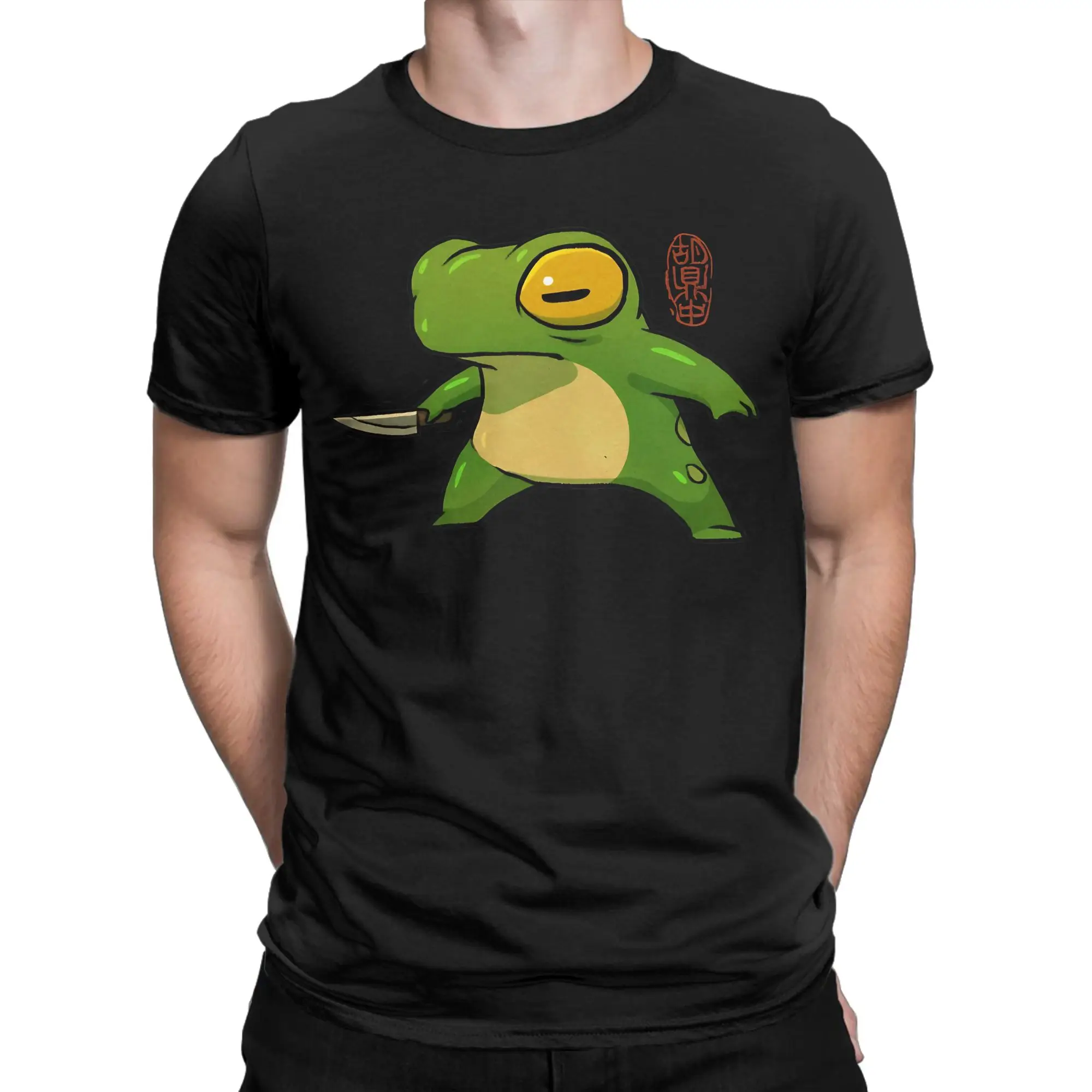 Men's knife wielding stabby gremlin frog T Shirts  Pure Cotton Clothing Vintage Short Sleeve O Neck Tee Shirt 4XL 5XL T-Shirt