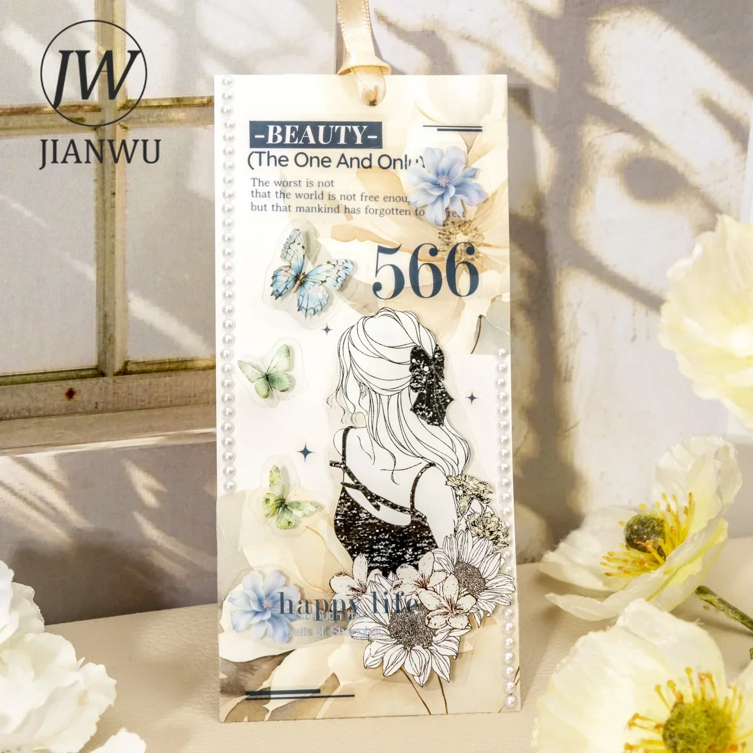 JIANWU A Riot of Flower Shadows Series Vintage Landscaping Material Collage Washi Paper Sticker Creative DIY Journal Stationery