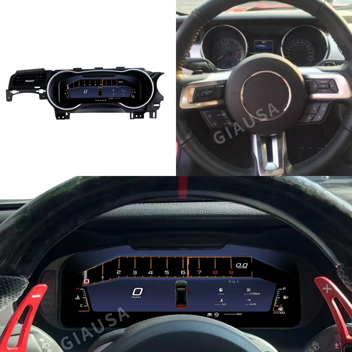 Car LCD Digital Cluster For Ford Mustang 2018-2023 Virtual Cockpit Speed Meter Dashboard Display 5.0GT Factory Exhaust Mode 2.3T