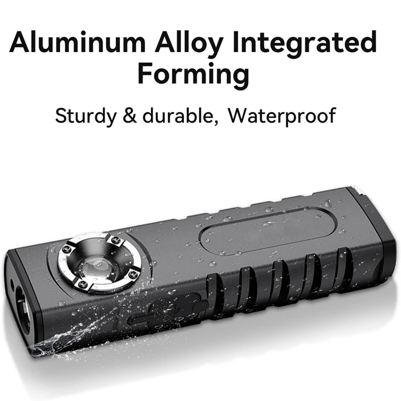 EDC Flashlight With Auto Beam Combo Work Light Rechargeable Stepless Dimming Flashlight With Magnet Aluminium Material