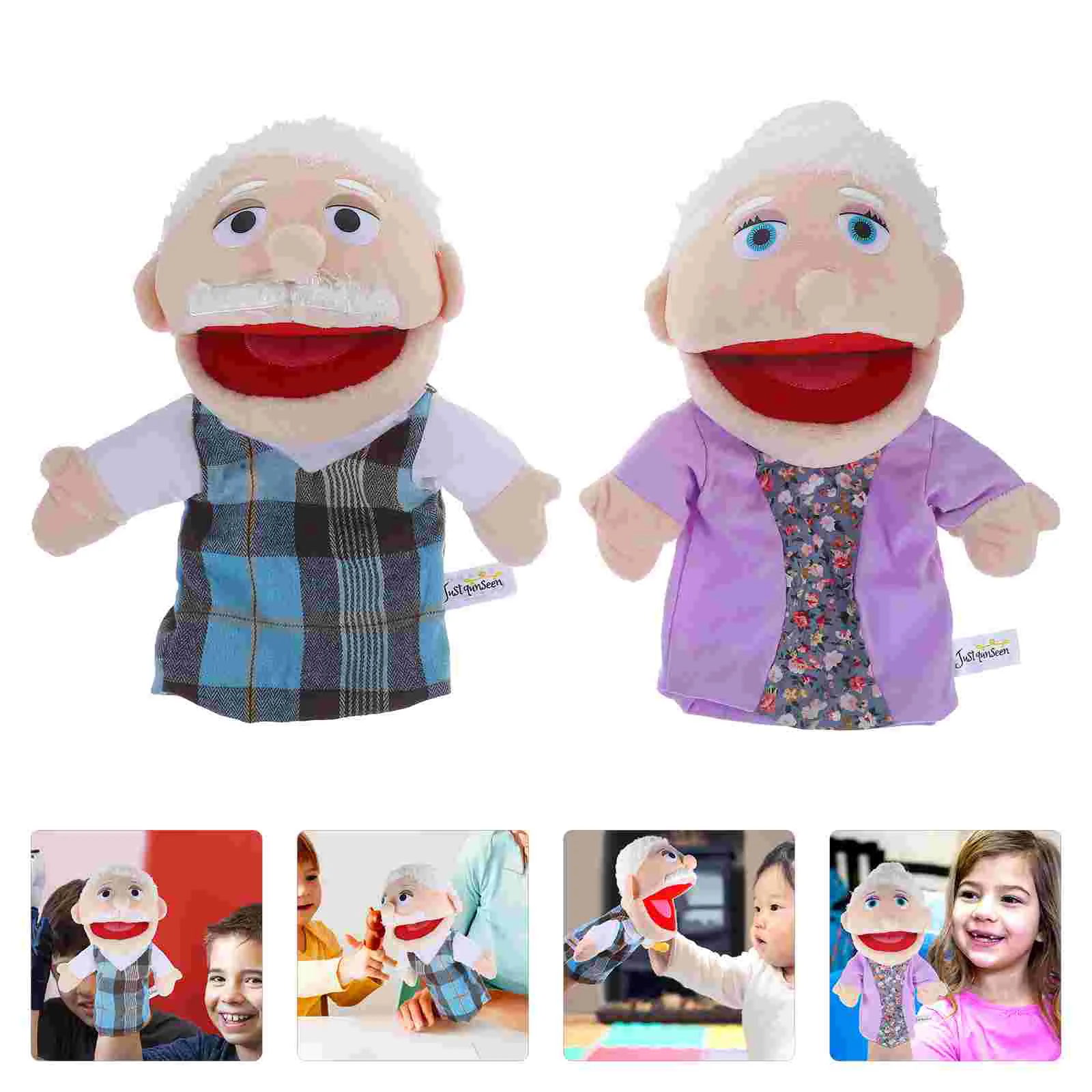 

2 Pcs Character Hand Puppet DIY Toy Baby Small Puppets for Adults Decorative Figure Cotton Lifelike Children Elder Plush Toys