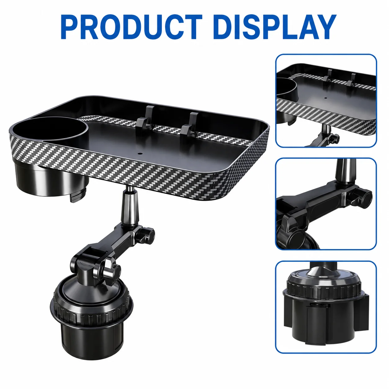 Car Rotating Storage Rack, Multi-Function Car Organizer Tray, 360° Adjustable Interior Storage Shelf