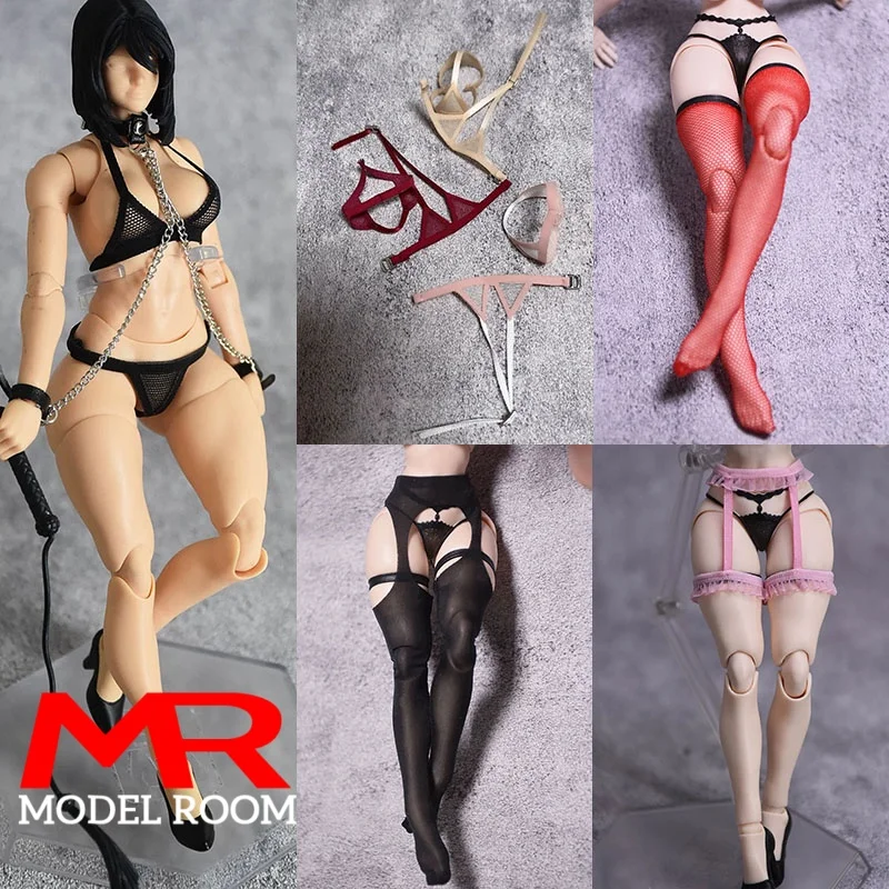 1/12 Maßstab Weiblicher Strumpfgürtel Netzstrümpfe Unterwäsche BH Kleidung Modell Passend für 6 Zoll NT-04 Selina Soldaten-Actionfigur Körper
