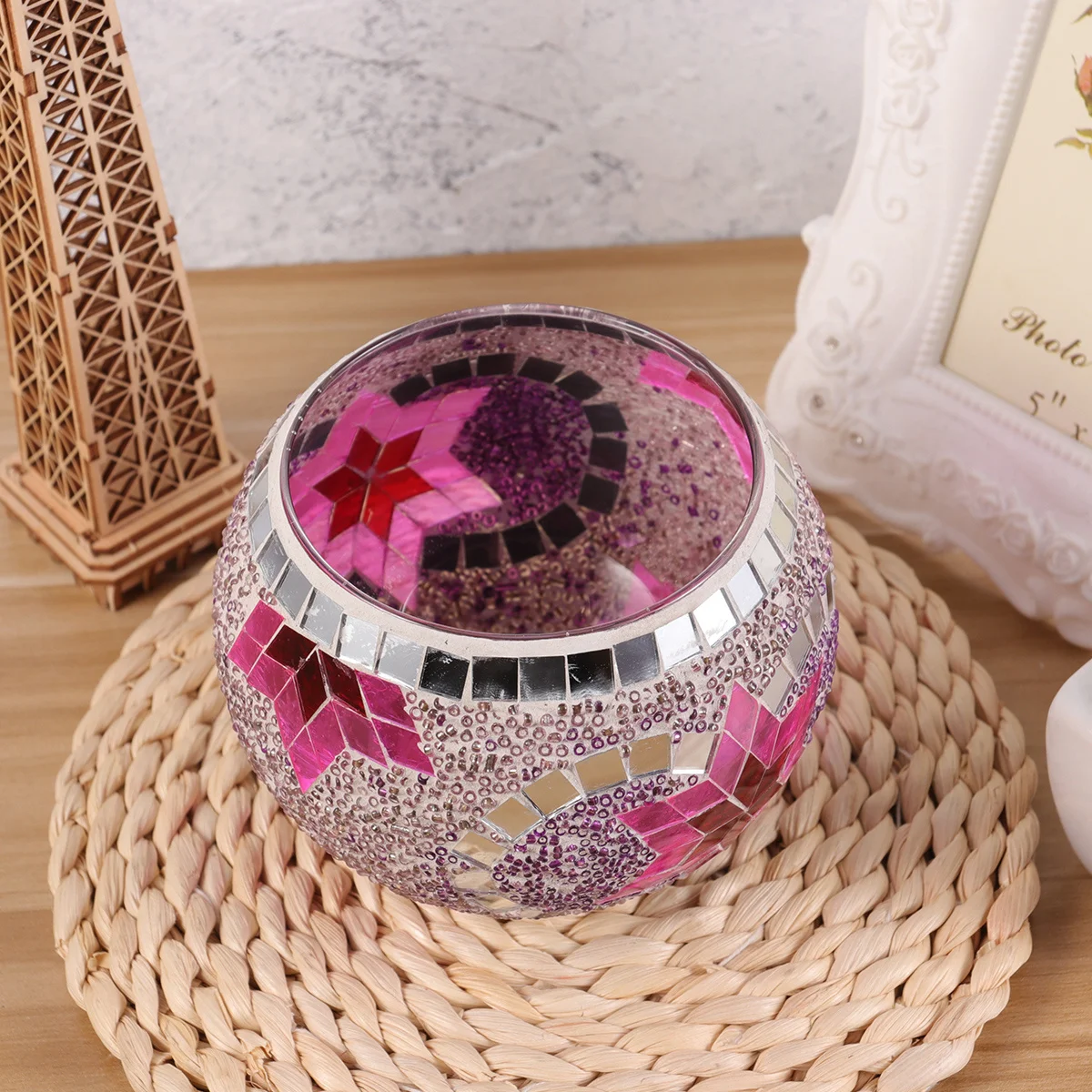 

Glass Mosaic Holder Decorative Tealight Cup for Home Office Wedding Restaurant Spa Aromatherapy Relaxation