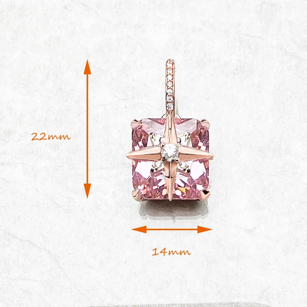 Rosévergoldeter Stern mit Steinanhänger, brandneuer Modeschmuck, romantisches Geschenk für Frauen – Detail 2