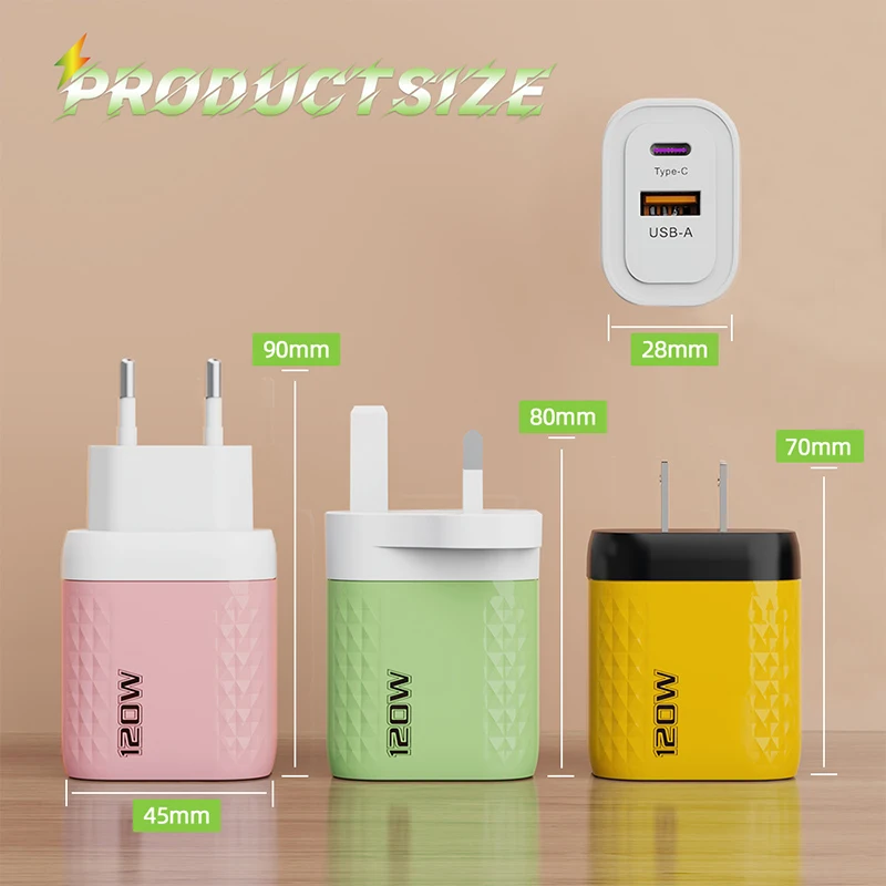 ﻿   XIAOMI 2 in1 USB Type-c شاحن 120 واط GaN شحن سريع الاتحاد الأوروبي/الولايات المتحدة/المملكة المتحدة التوصيل آيفون سامسونج هواوي USB السفر الجدار شاحن جديد