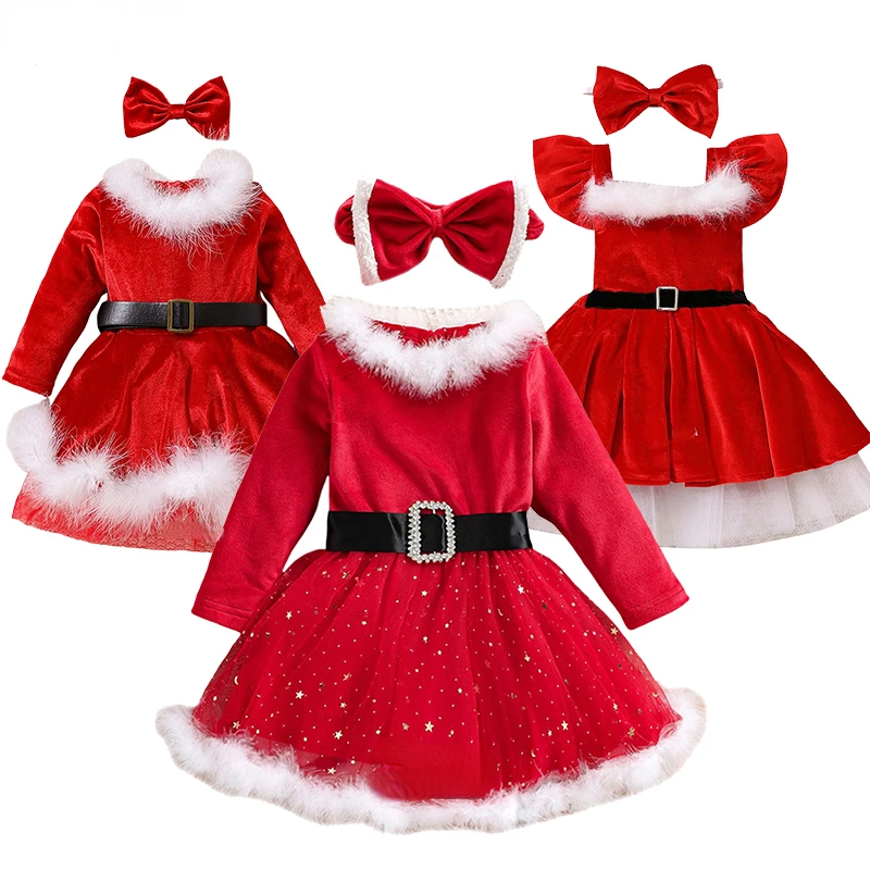 New cosplay anime Girls Christmas Dress Long Sleeve Santa Claus Costumes halloween  cos costume for girls 2023