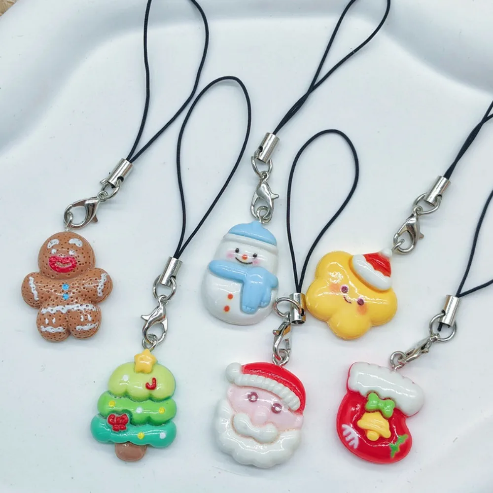 

Рождественские ремни для мобильных телефонов с героями мультфильмов, милый смоляный Санта-Клаус, рюкзак, подвеска, брелок, ювелирные аксессуары, анти-потерянный ремешок для телефона