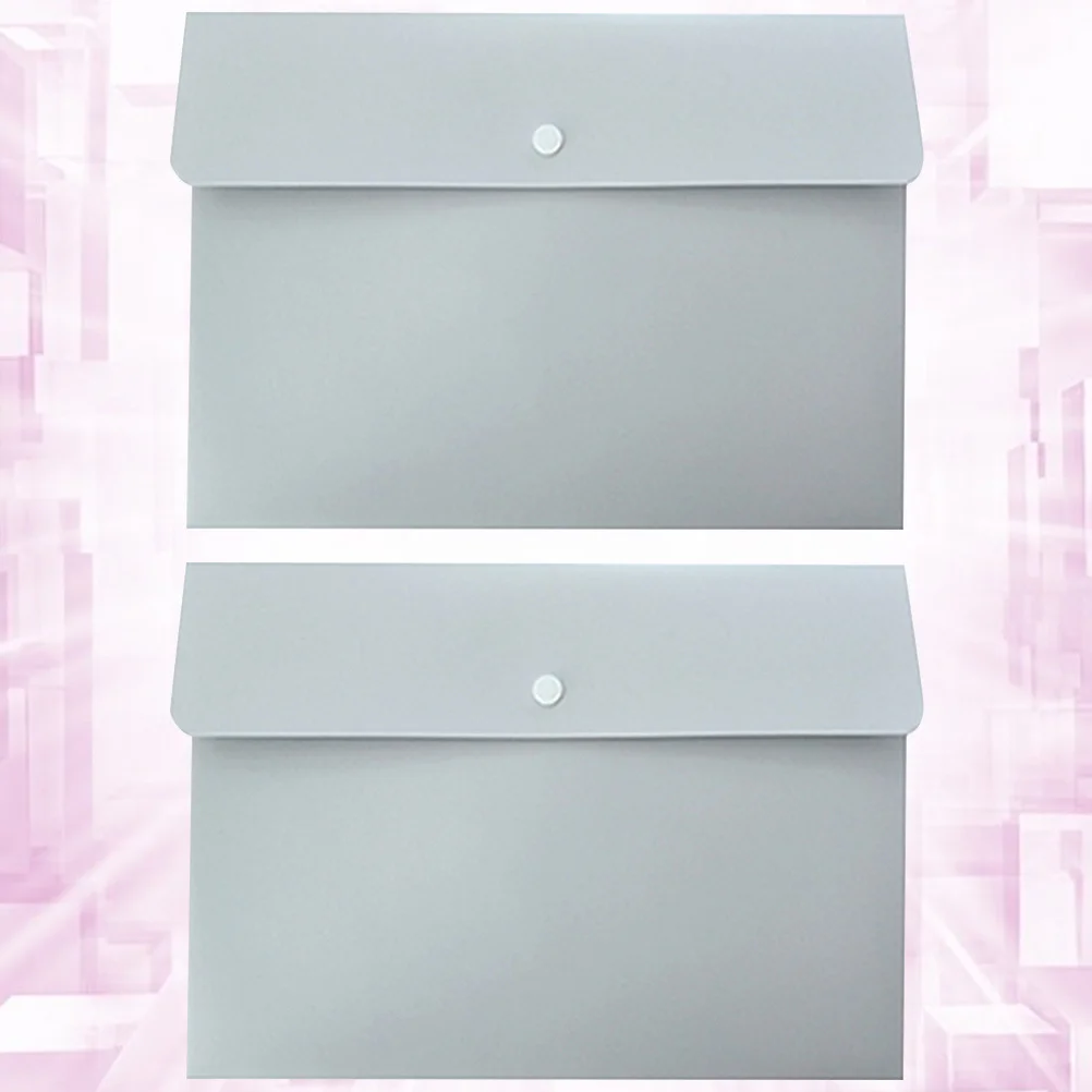 2Pcs Press Button File Folder A4 Transparent Waterproof Document Organizer for Office Home File Folder