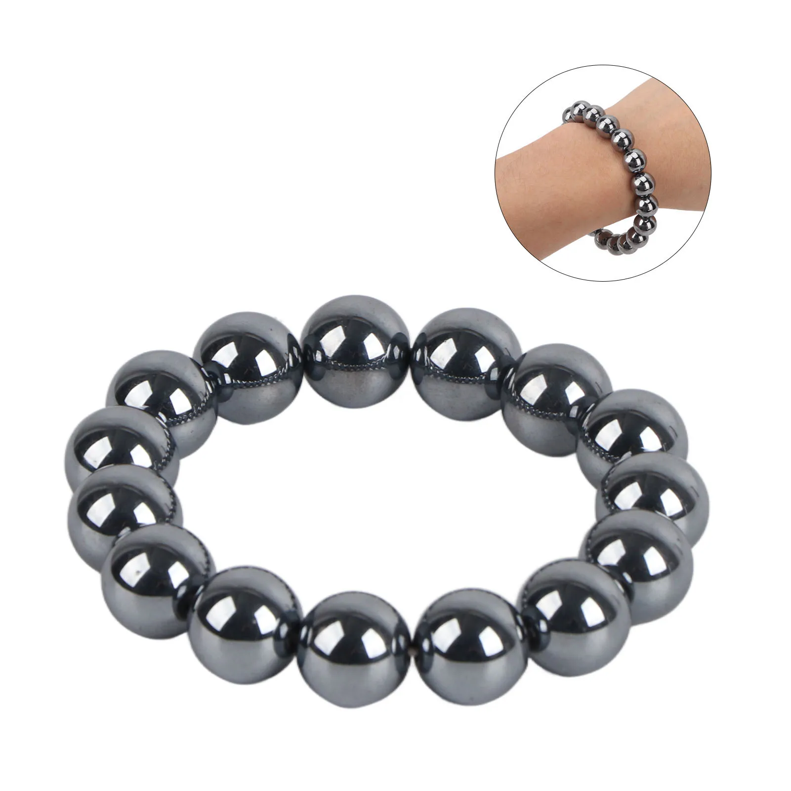 Terahertz Bead Bracelet Terahertz Bracelet Energy Stone Round Beads Unisex Terahertz Healing Stretch Bracelet Terahertz Bracelet